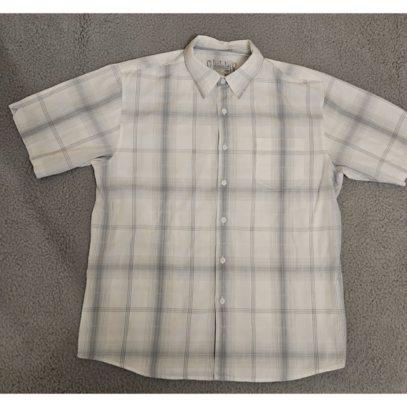Honolua Surf Co Mens XL Ivory short sleeve button Up shirt Window Pane Plaid - Picture 1 of 12